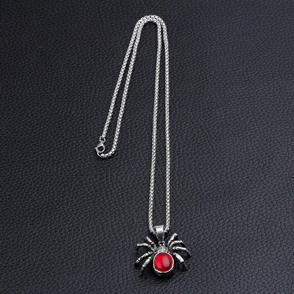 Unique Adjustable Spider Pendant Necklace in Black and Red for Halloween Parties - Picture 7 of 8